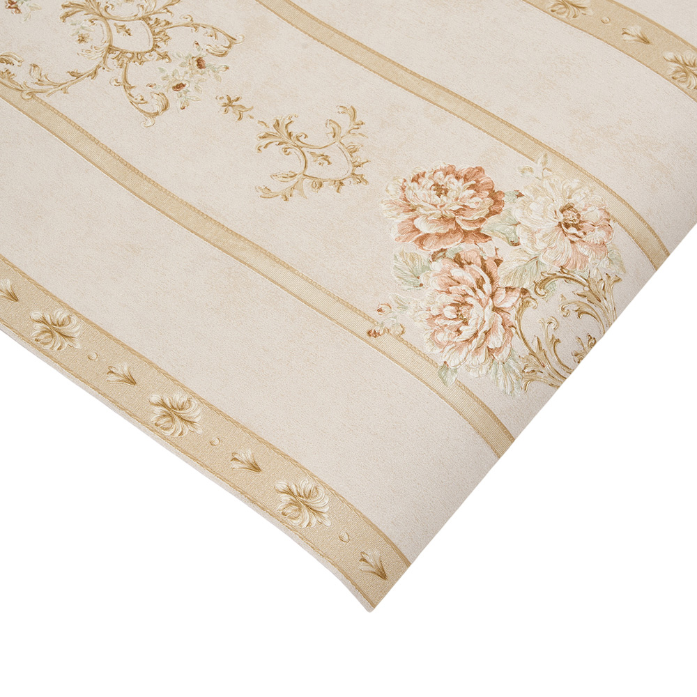 Living and Home Light Beige Flower Pattern Damask 3D Embossed Wallpaper Roll 950 x 53cm Image 5