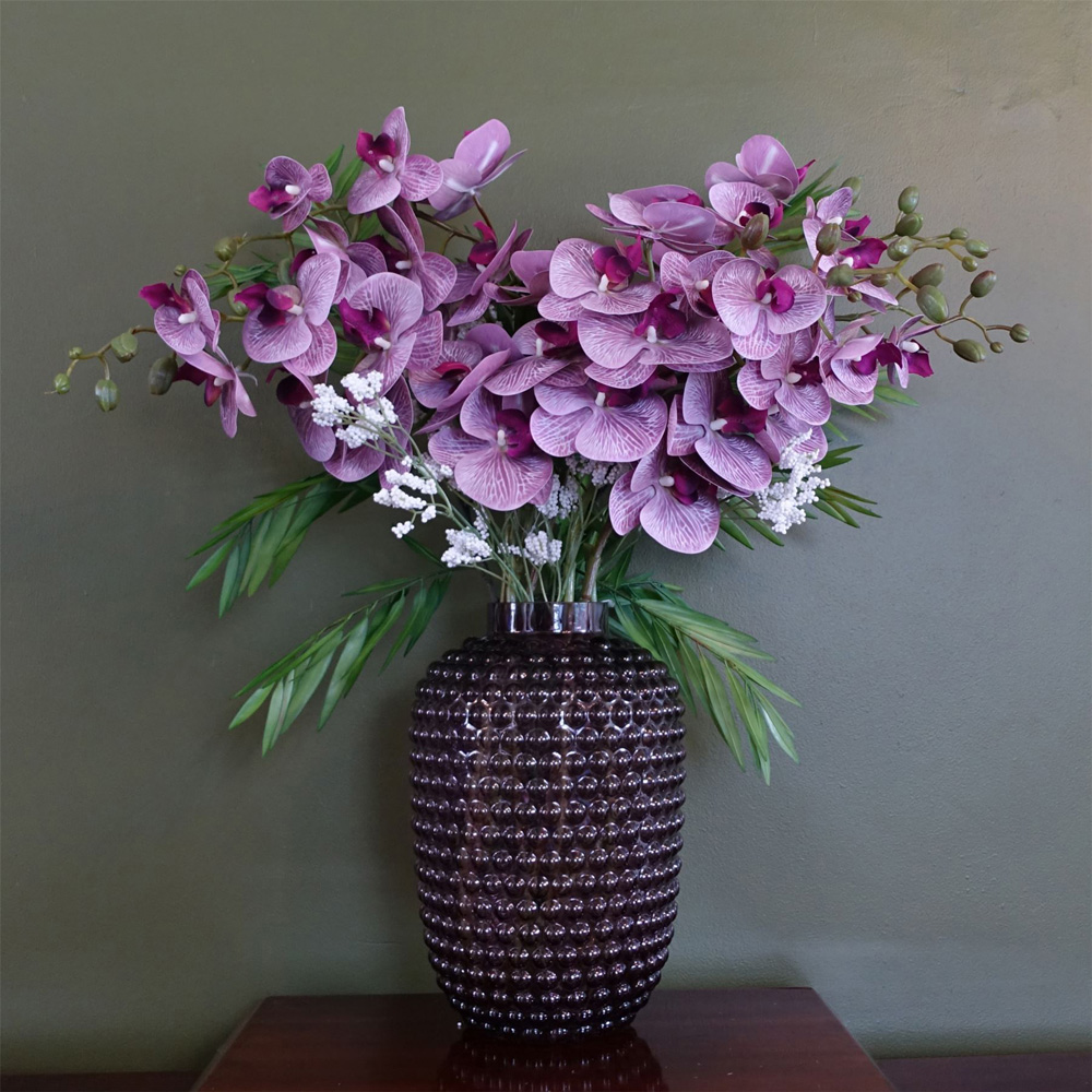 Botanik Mulberry Purple Bubble Glass Vase 30cm Image 2
