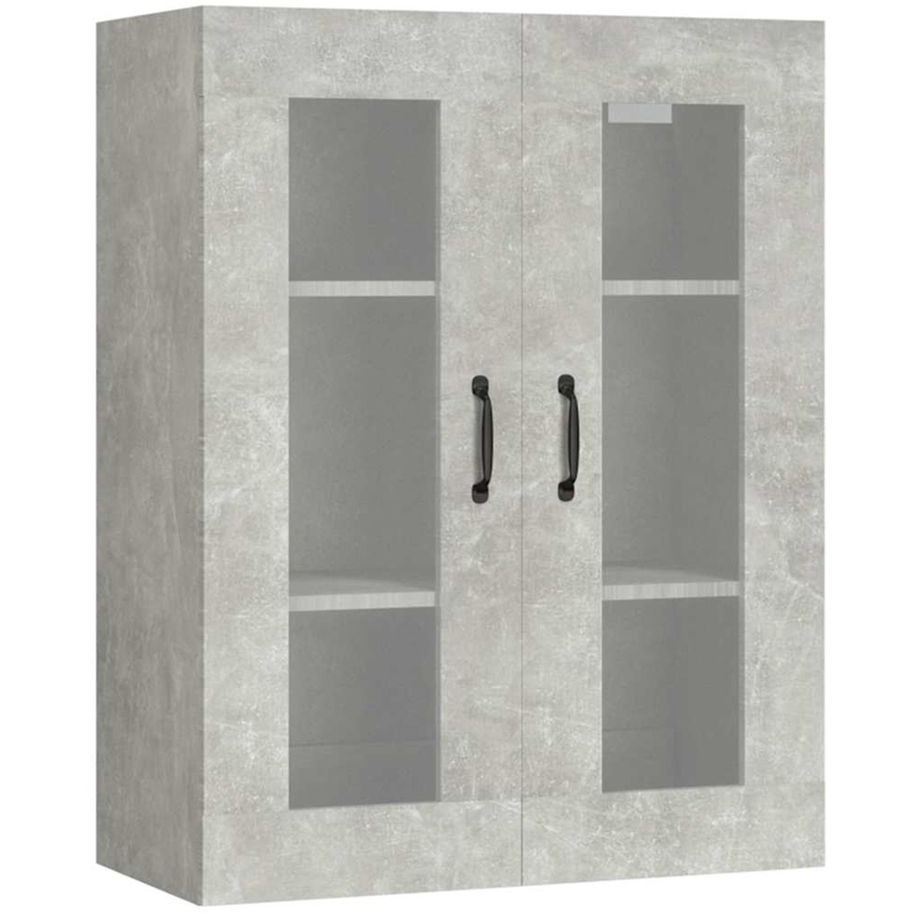 vidaXL 2 Glass Door 3 Shelf Concrete Grey Hanging Wall Cabinet Image 2