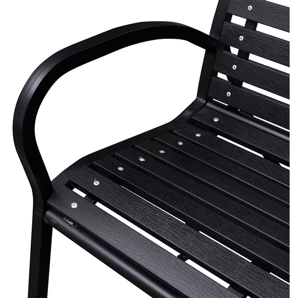 vidaXL 2 Seater Black Steel Frame and WPC Slats Garden Bench Image 4