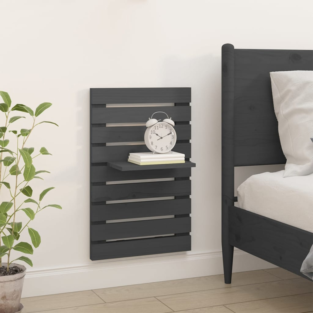 vidaXL Grey Adjustable Wall-Mounted Bedside Shelf Set of 2 Image 3