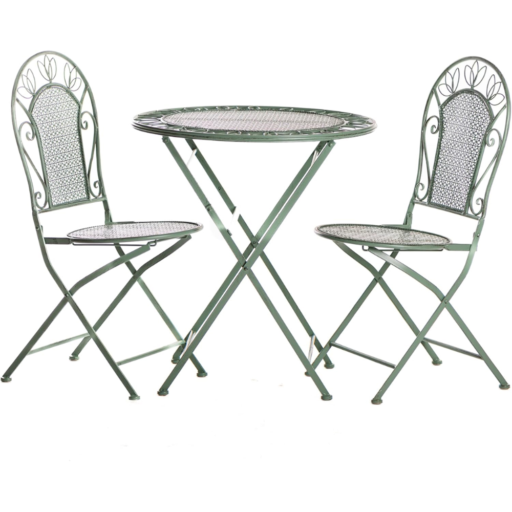 Garden Gear Dorset 2 Seater Laurel Green Wrought Iron Garden Bistro Set Image 2