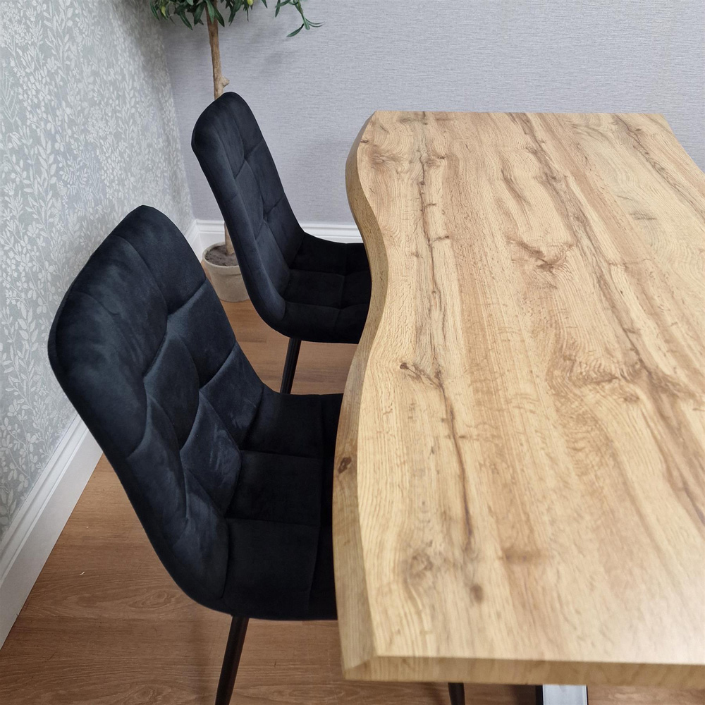 Kosy Koala 4 Seater Velvet Wooden Rectangle Dining Set with Bench Black Image 9