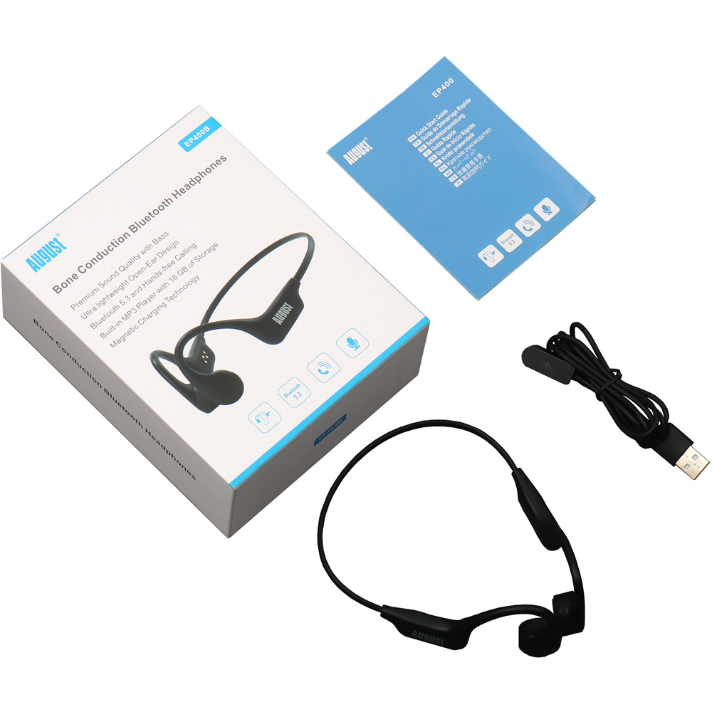 August EP400 Bone Conduction Open Ear Sports Bluetooth Headphones with 16GB MP3 Player and Mic Image 5