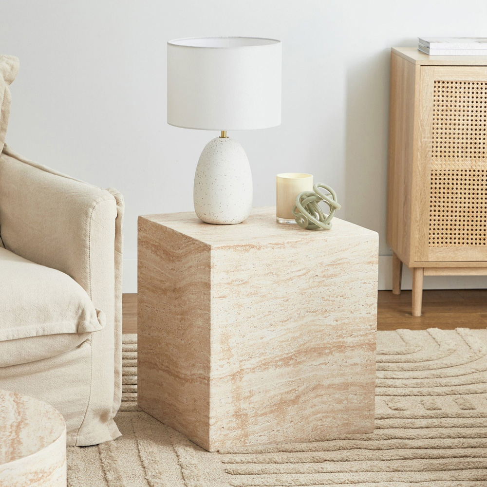 Desser Pisa Travertine Effect Square Side Table Image 7