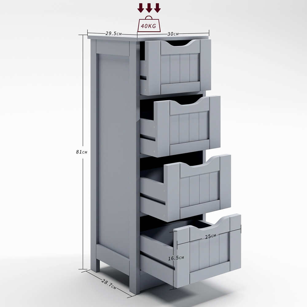 Toby Grey 4 Drawer Bathroom Storage Unit Image 5