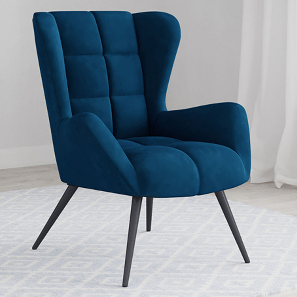Dorel Dalton Blue Velvet Accent Chair Image 1