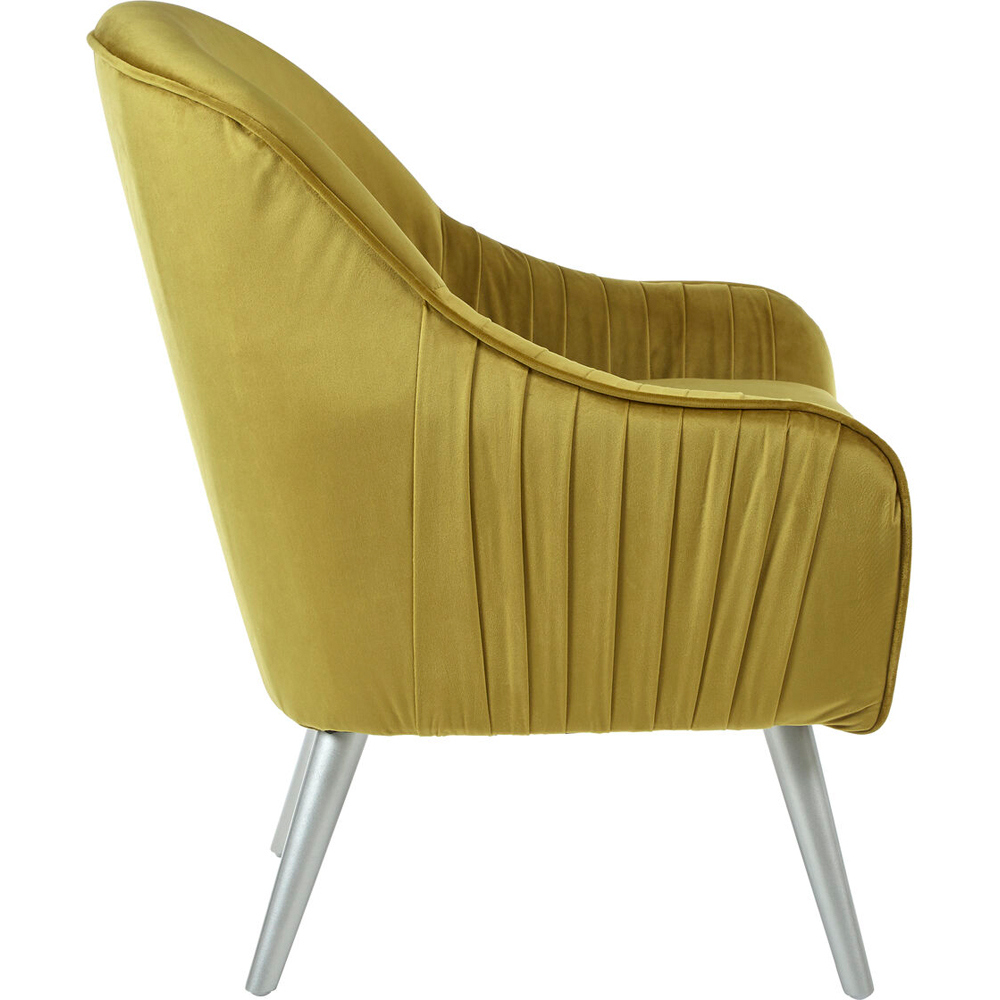 Premier Housewares Louxor Silver and Mustard Velvet Armchair Image 3
