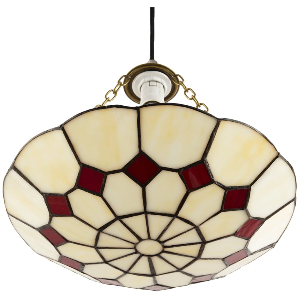 Happy Homewares Red Diamond Amber Stained Glass Pendant Lighting Shade Image 6