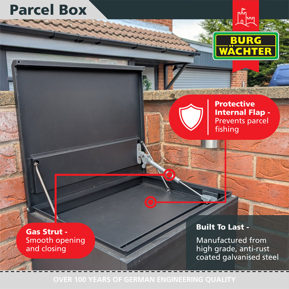 Burg Wachter Large Black Wall Mounted Secure Parcel Box Image 4