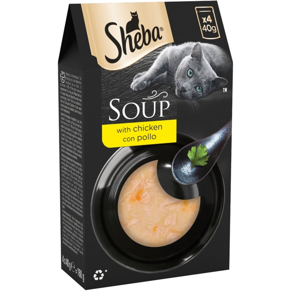 Sheba Classics Soup with Chicken Fillets Adult Wet Cat Food Pouches 40g 4 Pack Image