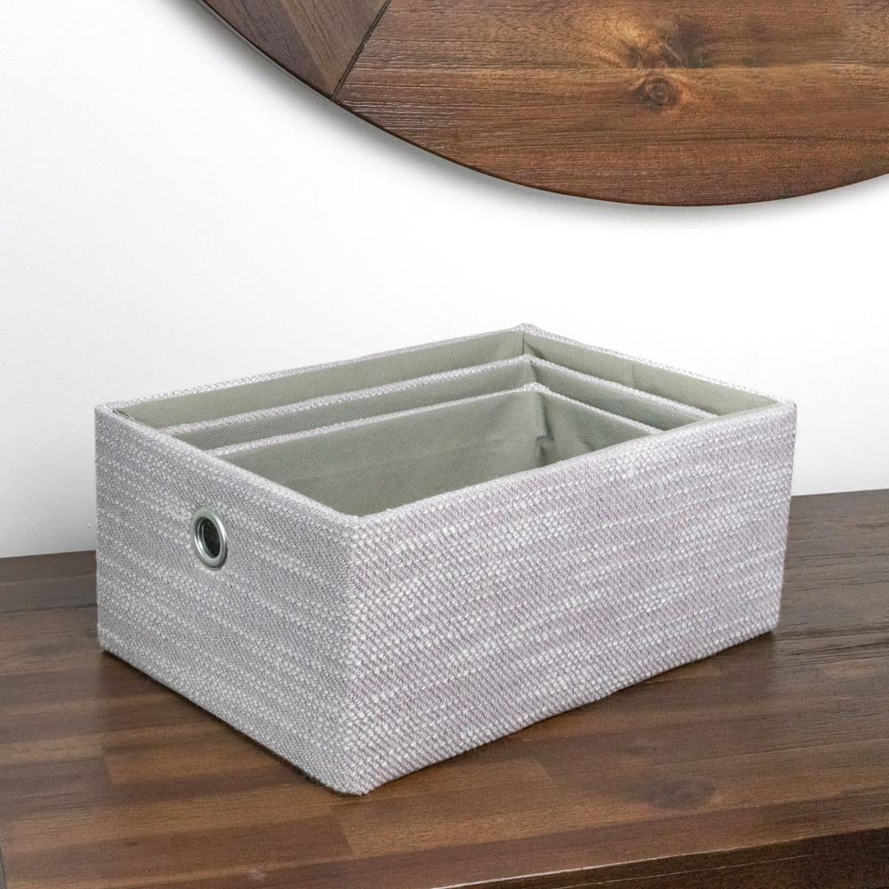 JVL Serena Light Grey Rectangular Storage Basket 3 Pack Image 8