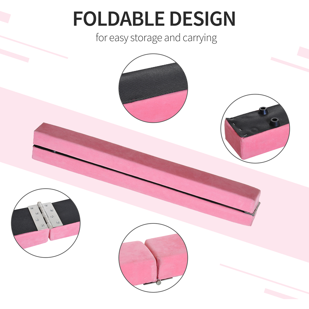 HOMCOM Pink Foldable Gymnastics Balance Beam 210cm Image 5