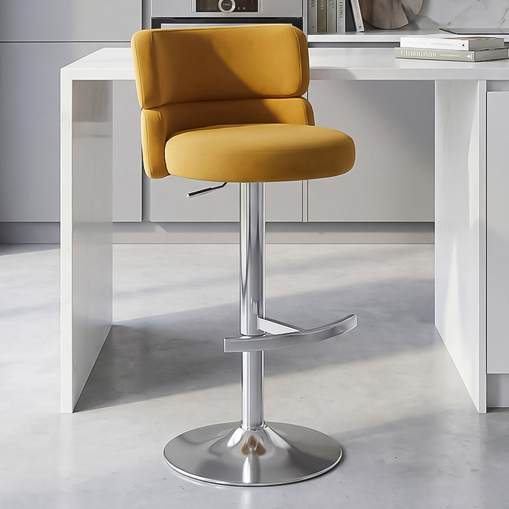 Portland Luna Mustard Adjustable Swivel Bar Stool Image 1