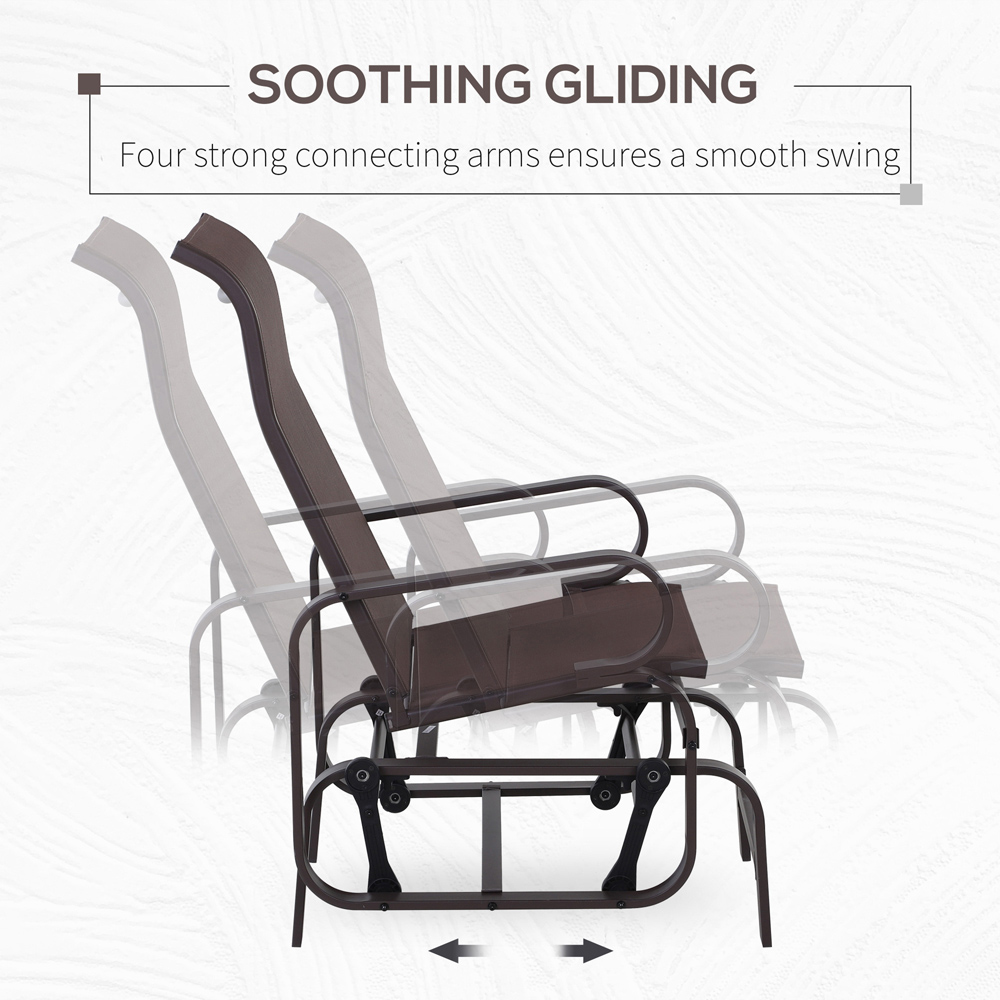 Outsunny Brown Texteline Outdoor Gliding Rocking Chair Image 4