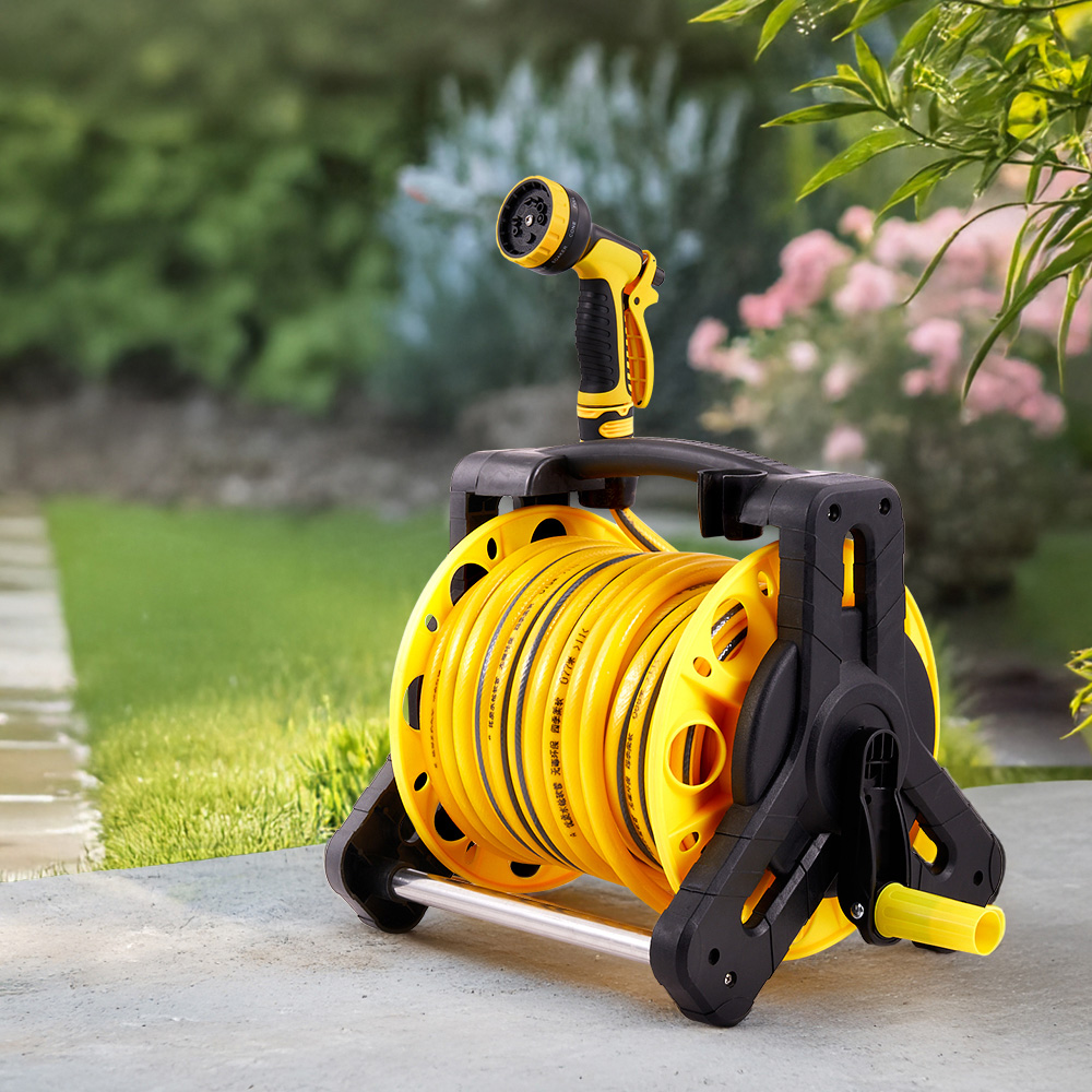 Living and Home 35m Portable Garden Hose Reel Cart Set Image 2