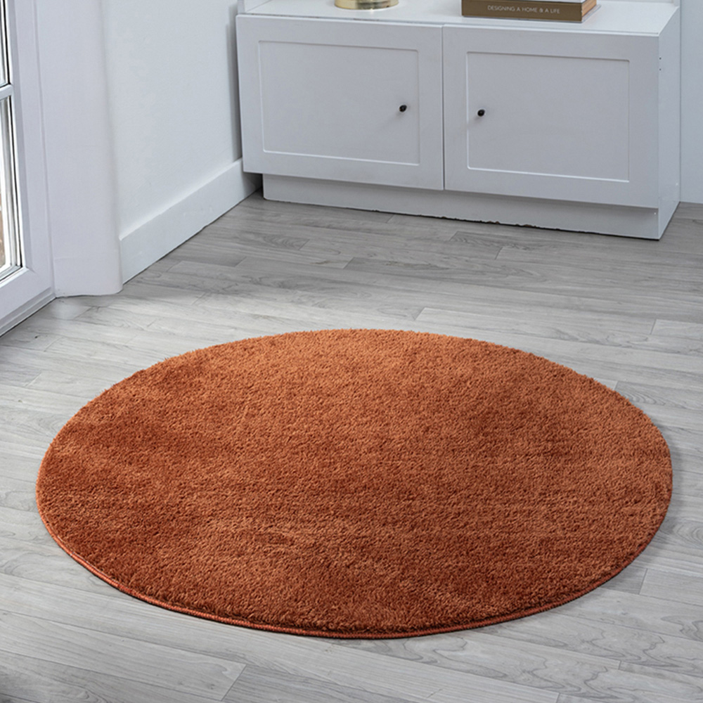 Desire Rugs Comfy Terracotta Anti Slip Felt Backing Round Rug 100cm Image 2