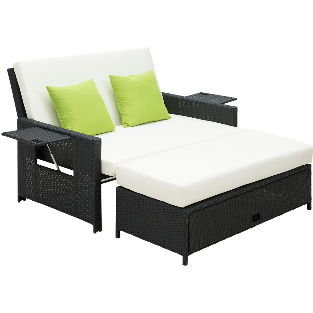 Outsunny 2 Seater Black Rattan Daybed Image 2