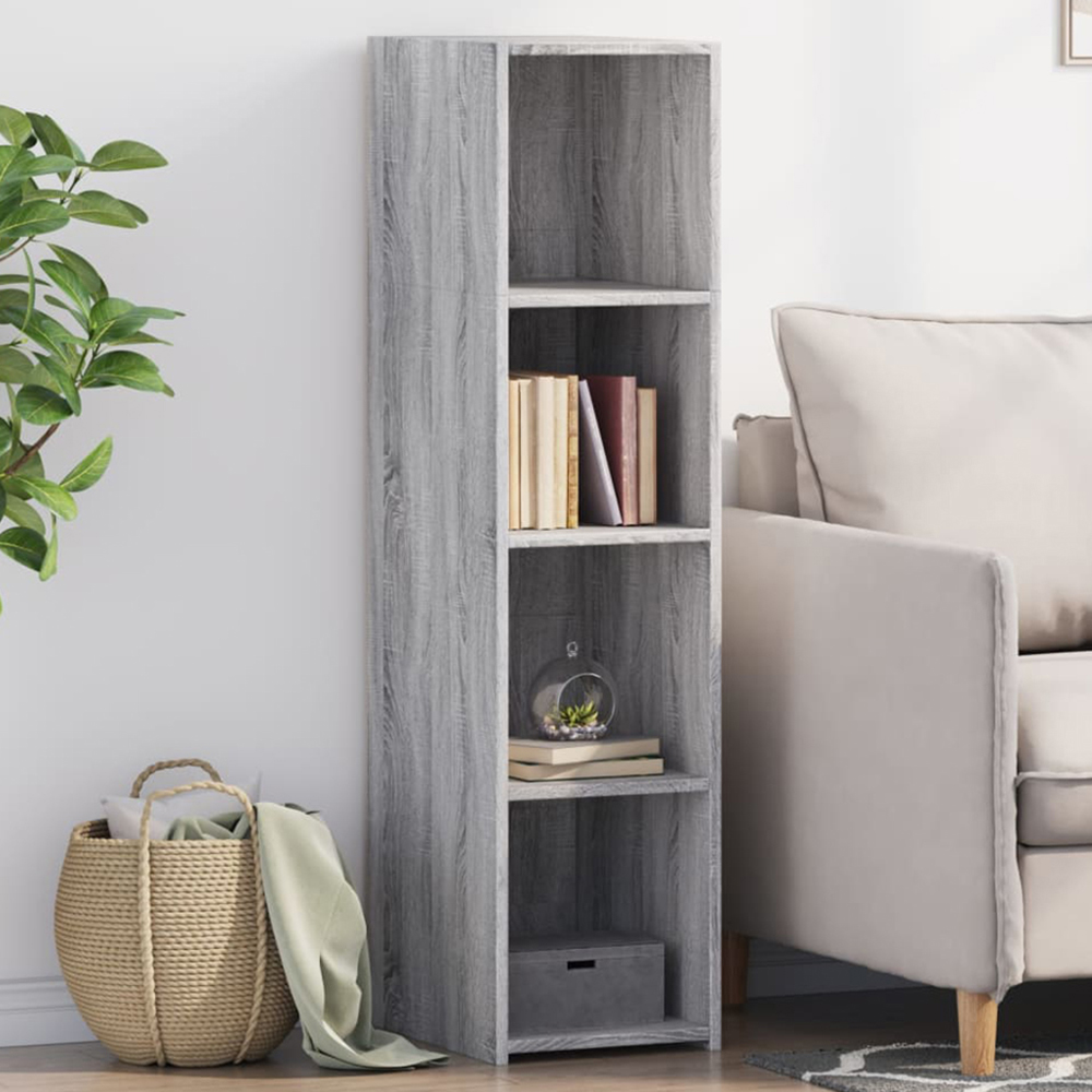 vidaXL 4 Shelf Grey Sonoma Narrow Highboard Image 1