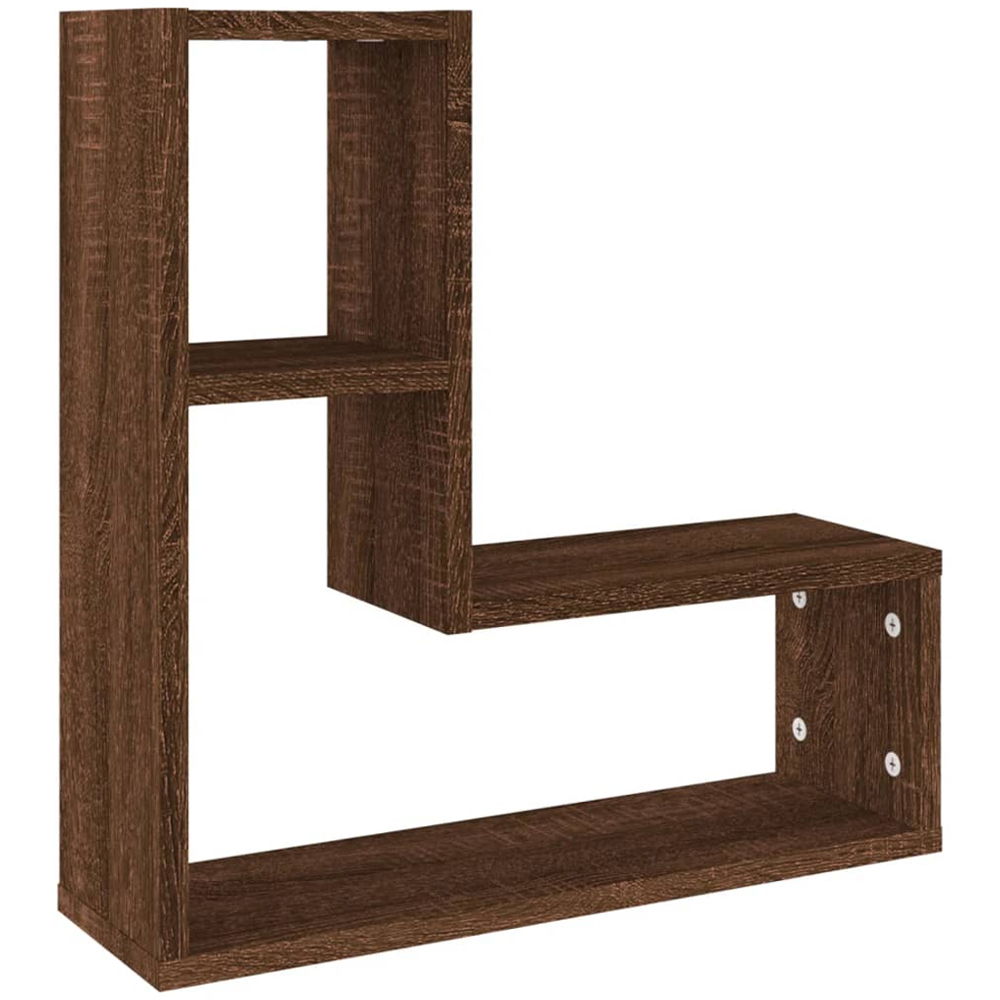 vidaXL 2 Shelf Brown Oak Wall Cabinet Set of 2 Image 3