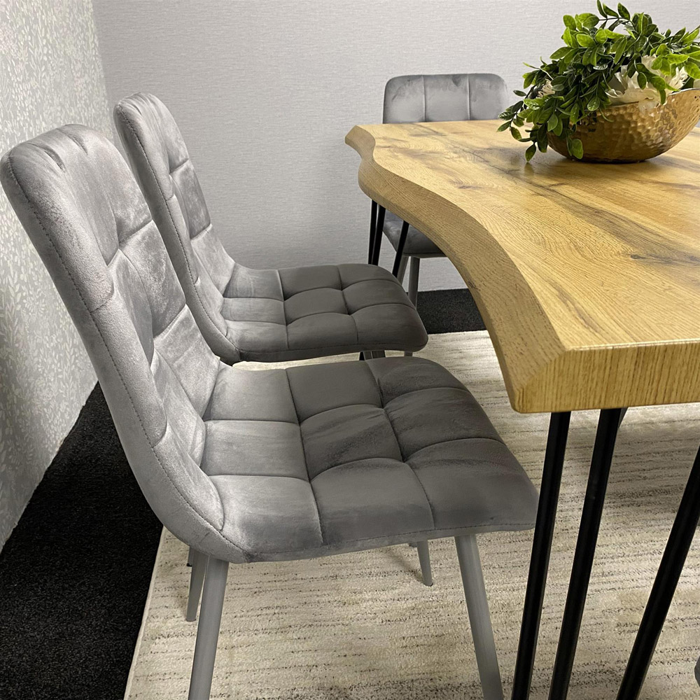 Kosy Koala 6 Seater Velvet Wooden Dining Set Grey Image 4