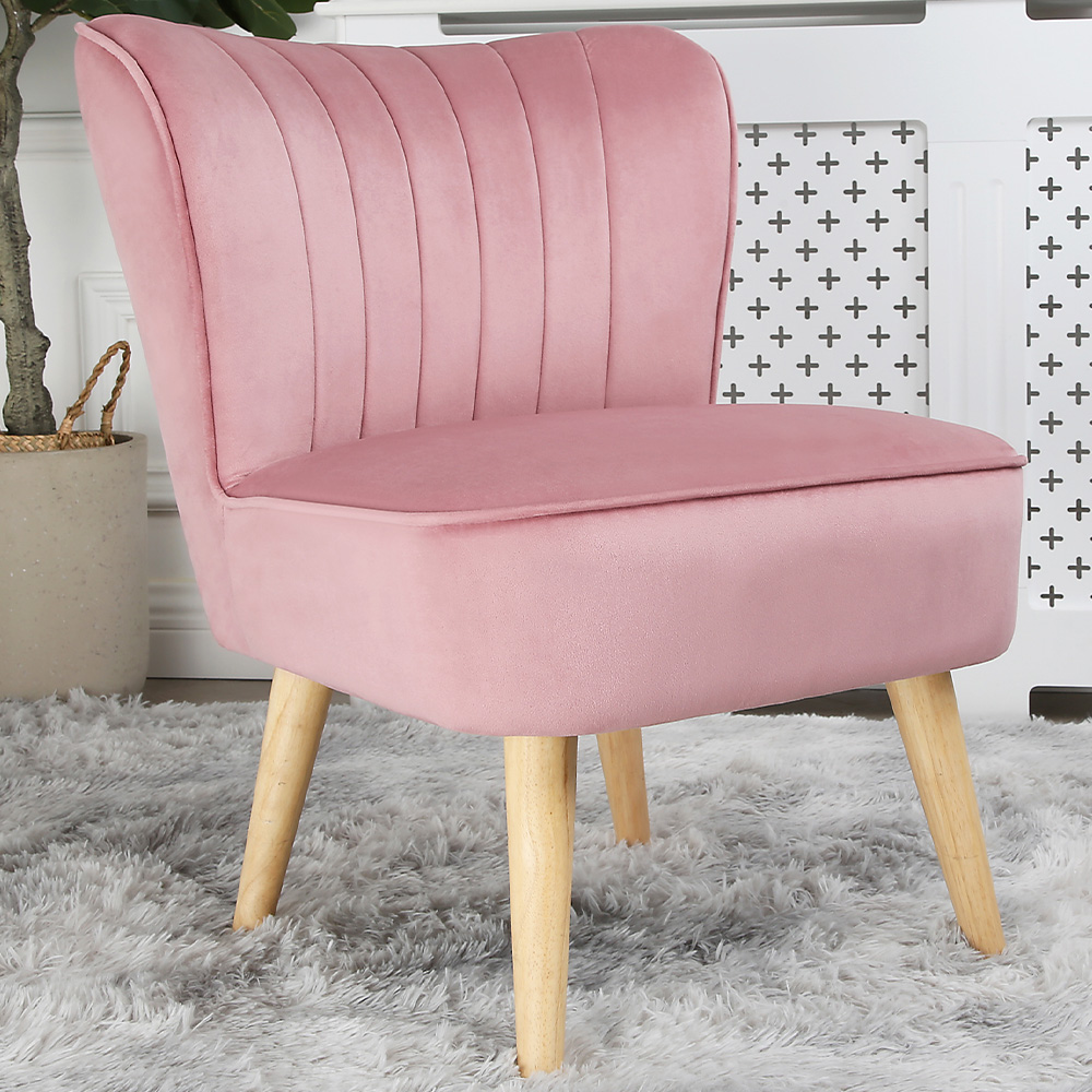 Shaun Pink Velvet Accent Chair Image 1
