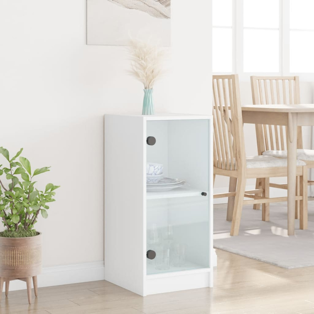 vidaXL Single Door White Side Cabinet Image 9