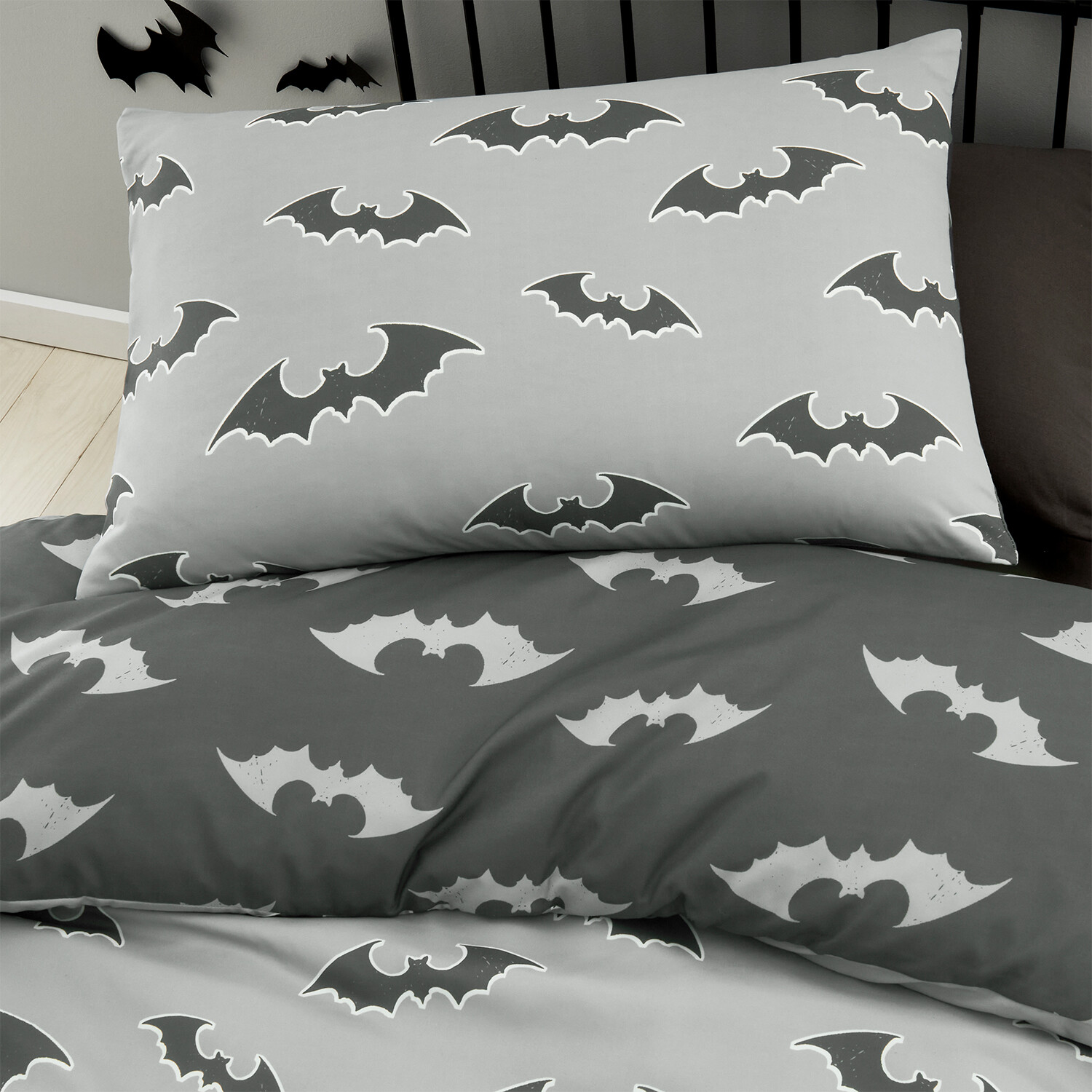 Bat Duvet Set Grey Image 6