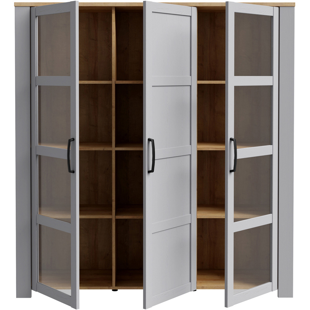 Florence Bohol 3 Door Riviera Oak and Grey Oak Large LED Display Cabinet Image 4