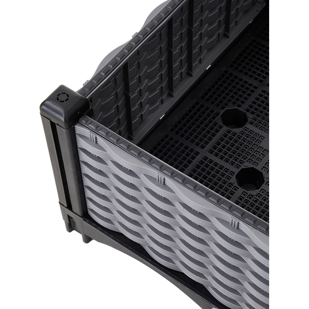 Living and Home Grey and Black Plastic Rattan Look Raised Garden Bed 22 x 40 x 40cm Image 4