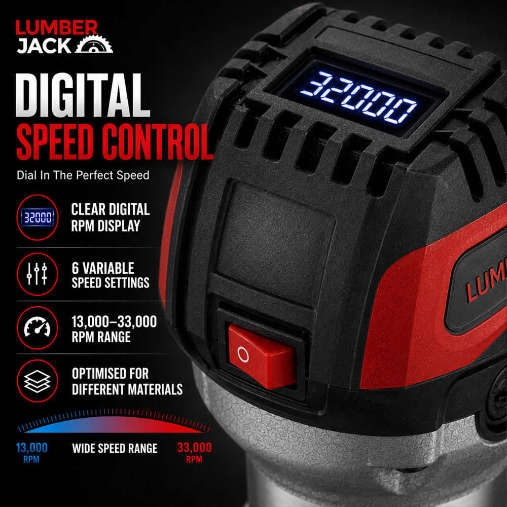 Lumberjack TR710DS 230V Red 6 Variable Speed Trim Router Image 3