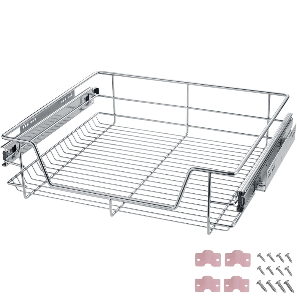 tectake Chrome Drawer with Telescopic Runner 4 Pack Image 2