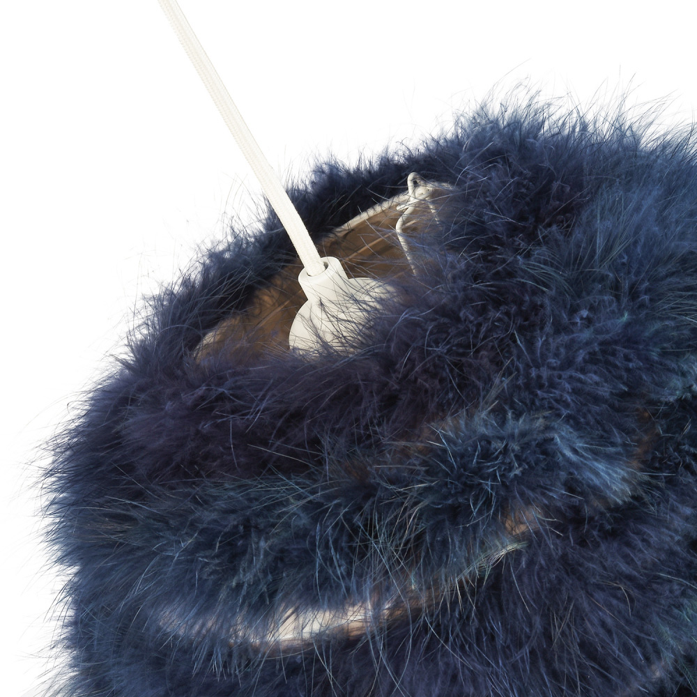 Happy Homewares Navy Blue Feather Decorated Pendant Shade Small Image 3