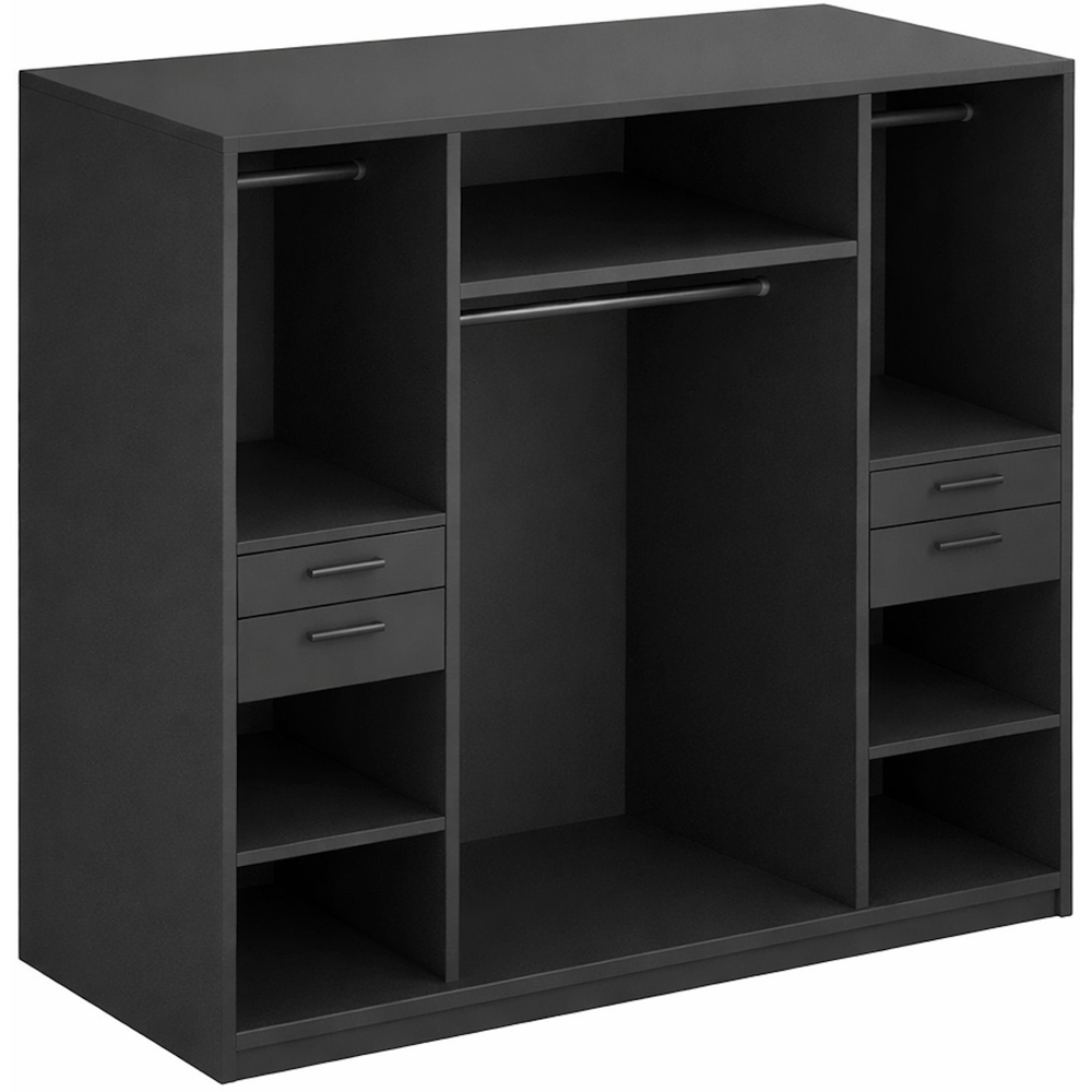 TJ'S Lyon 4 Door 4 Drawer Mirrored Oak Wardrobe Image 3