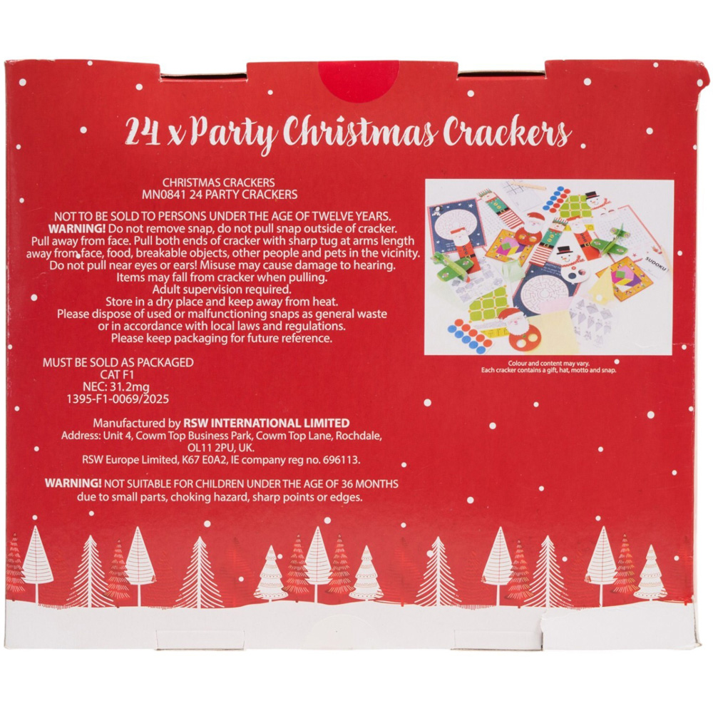 Pack of 24 Party Christmas Crackers Image 5