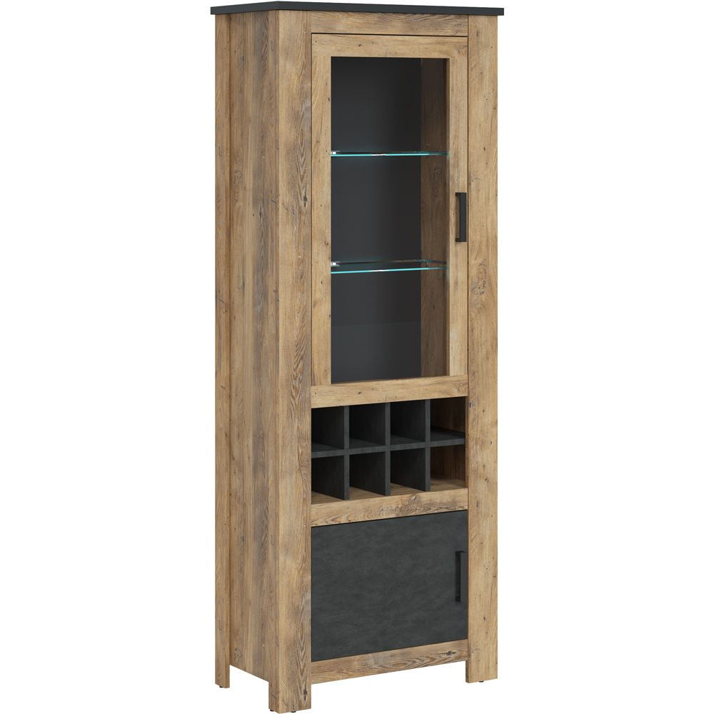 Florence 2 Door Chestnut and Matera Grey Display Cabinet with Wine Rack Image 2