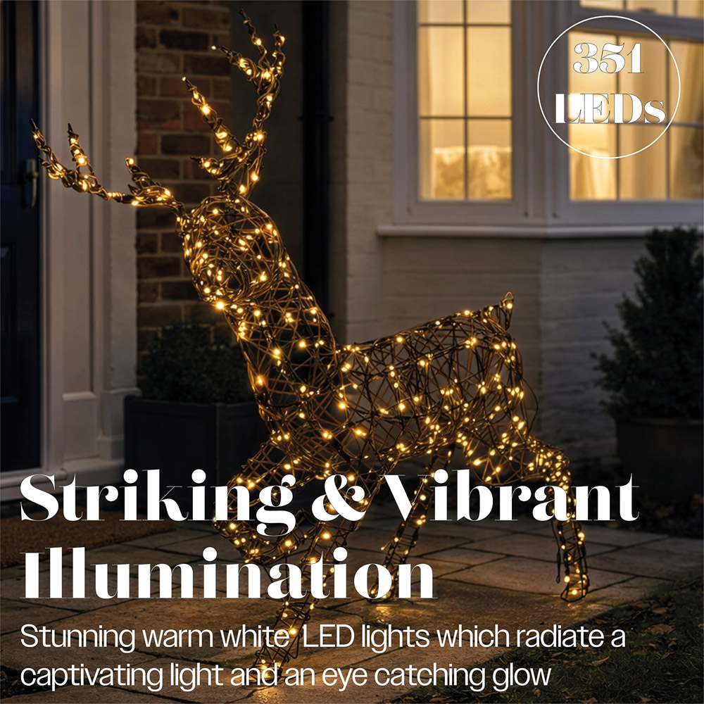 Xmas Haus 351 Warm White LED Brown Rattan-Effect Metal Deer Christmas Decoration 111cm Image 6