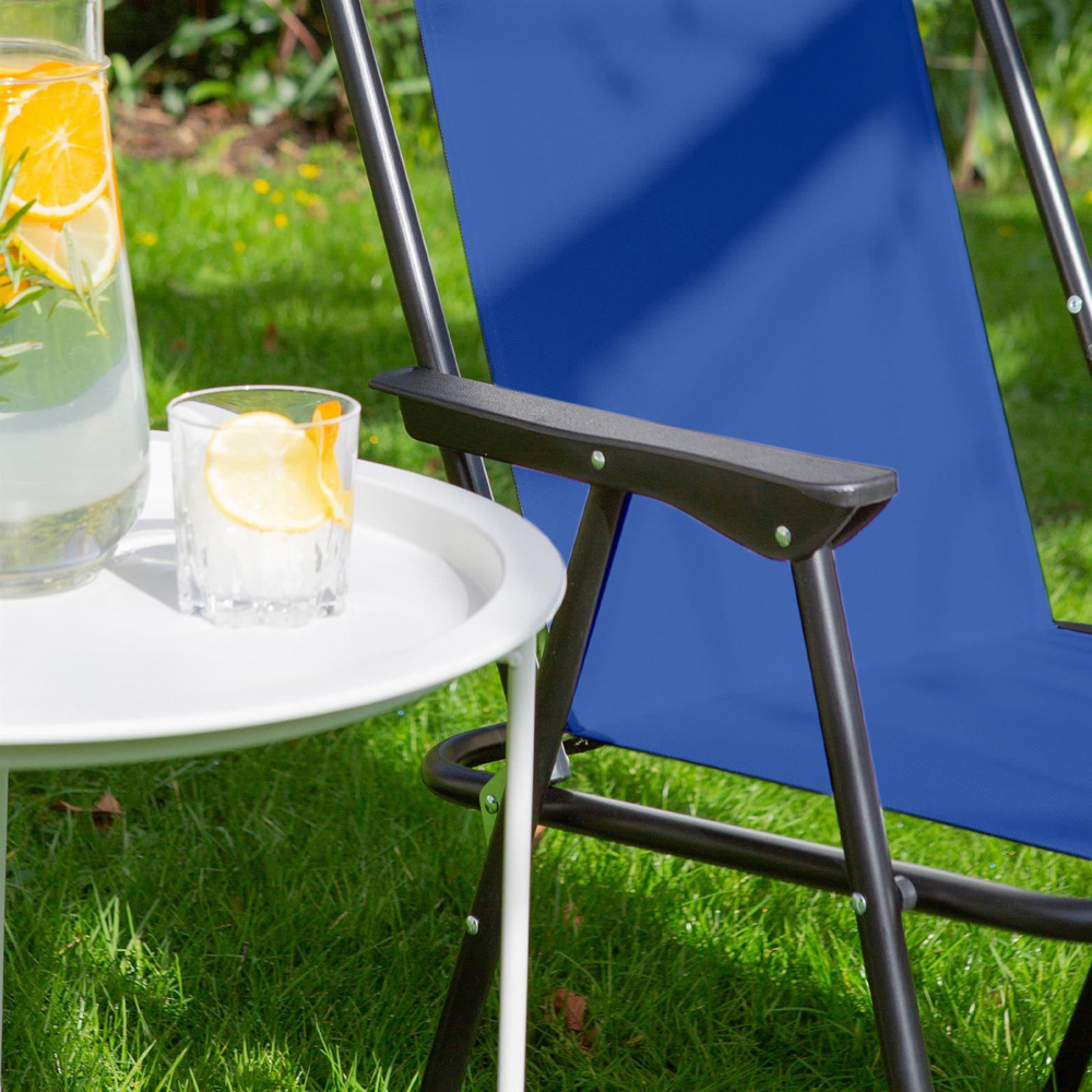 Harbour Housewares Navy and Matt Black Metal Foldable Beach Chair 4 Pack Image 3