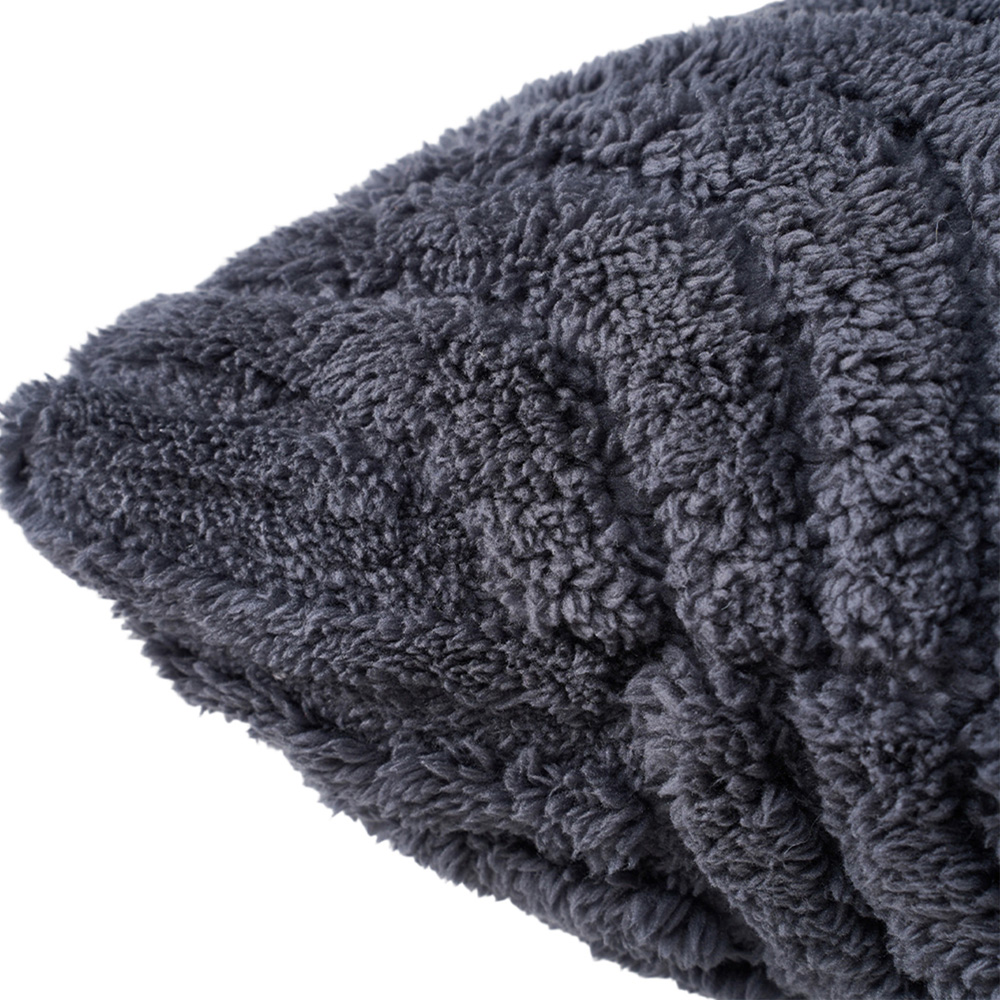 Living and Home Dark Grey Minimalist Wavy Geometric Plush Throw Pillow Cover 45 x 45cm Image 4
