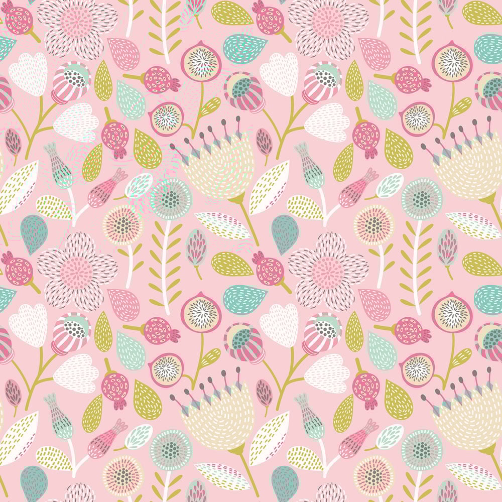 Hoopla Walls Peekaboo Folk Floral Dolly Mixtures Wallpaper Image 1
