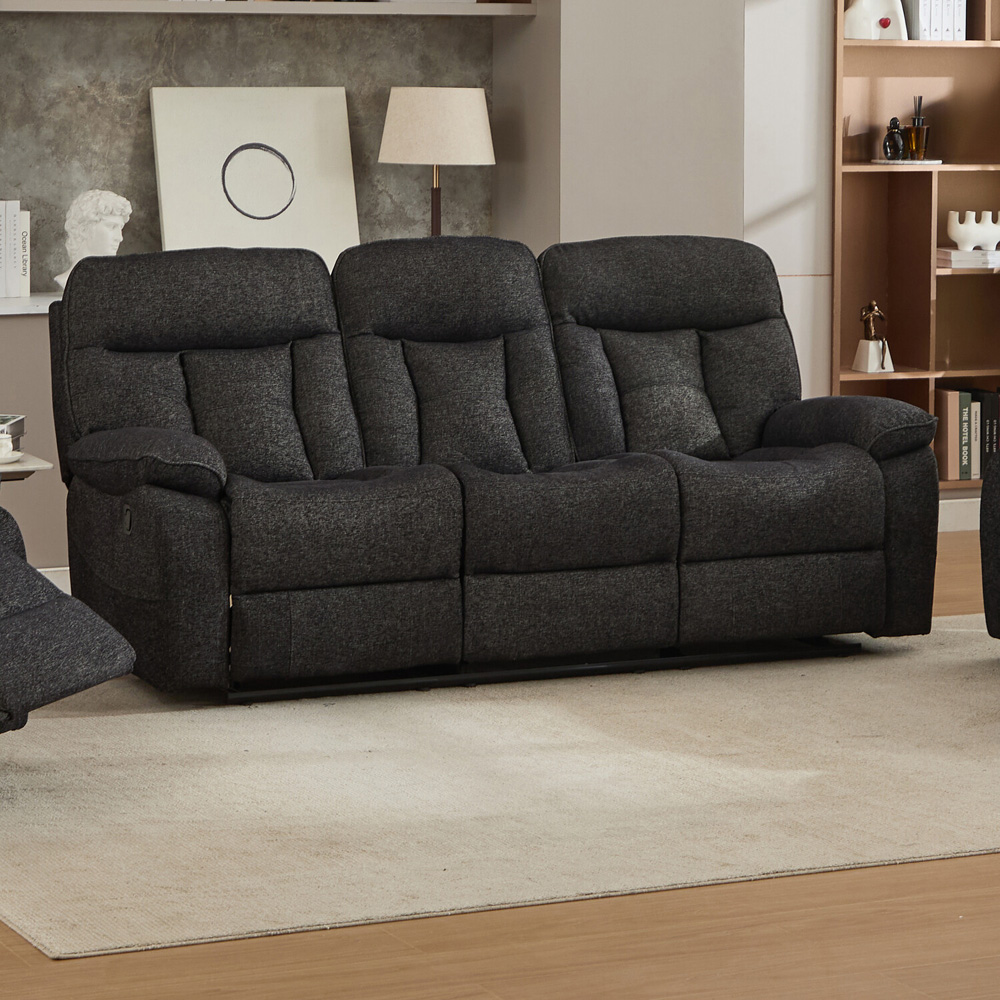 Parker Recliner Sofa Dark Grey 3 Seater Image 4