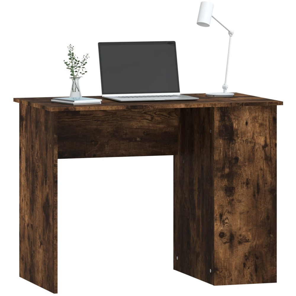 vidaXL 2 Shelf Study Desk Smoked Oak Image 3