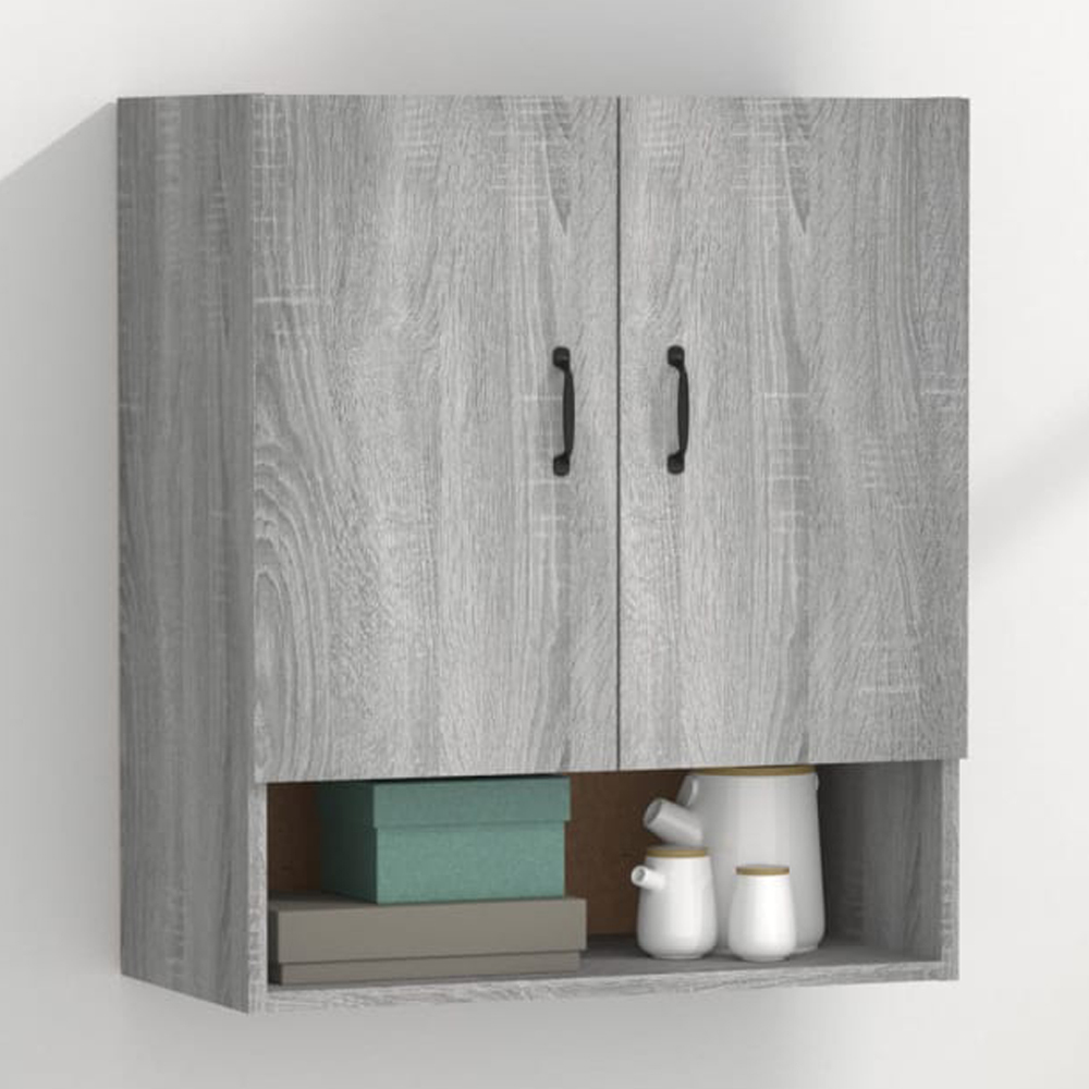vidaXL 2 Door Single Shelf Grey Sonoma Wall Cabinet Image 1
