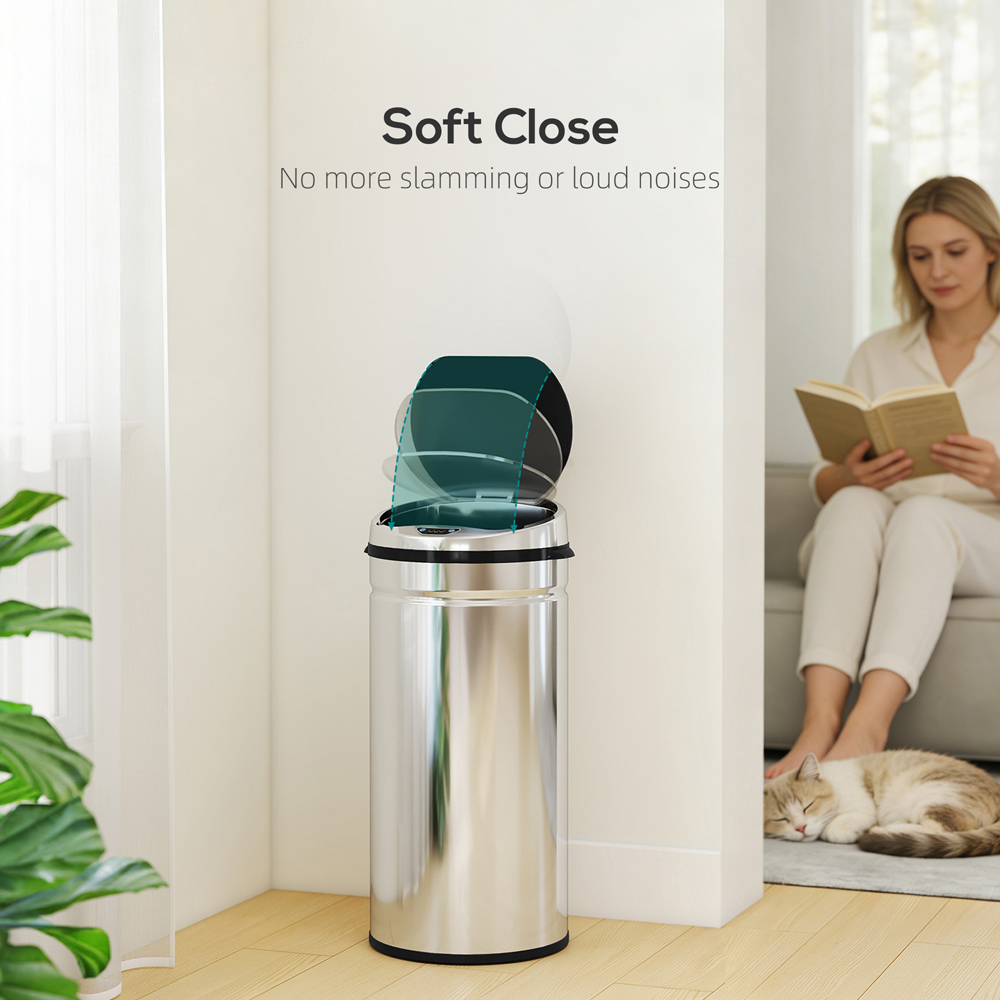 HOMCOM Silver Tone Stainless Steel Slim Automatic Sensor Bin 42L Image 6