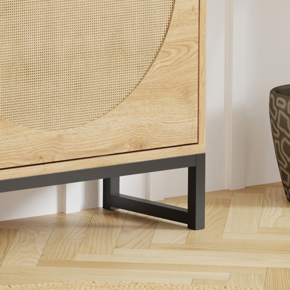 FurnitureHMD 4 Door Natural Rattan Shoe Storage Cabinet Image 4