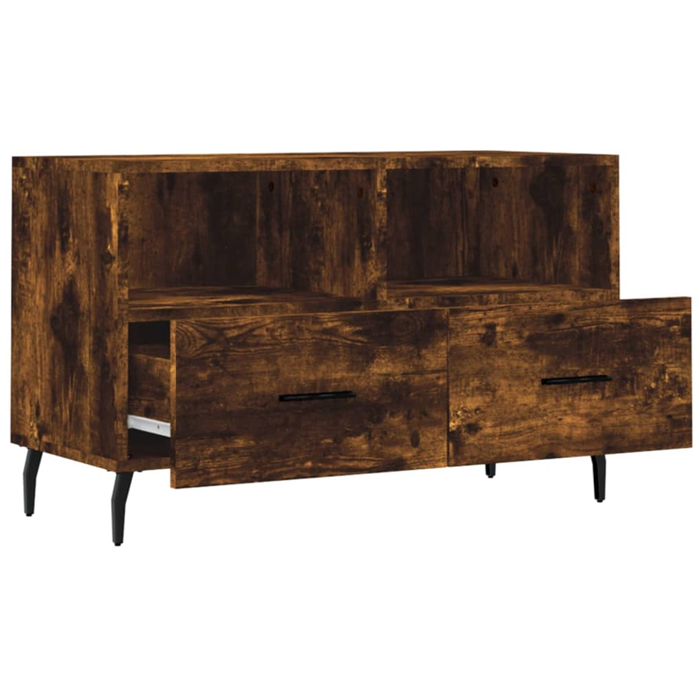 vidaXL 2 Drawer 2 Shelf Smoked Oak Small TV Cabinet Image 6