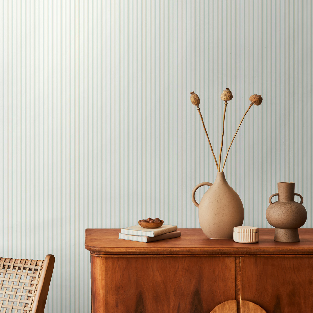 Hoopla Walls Elegance Chalk Stripe Seafoam Wallpaper Image 2