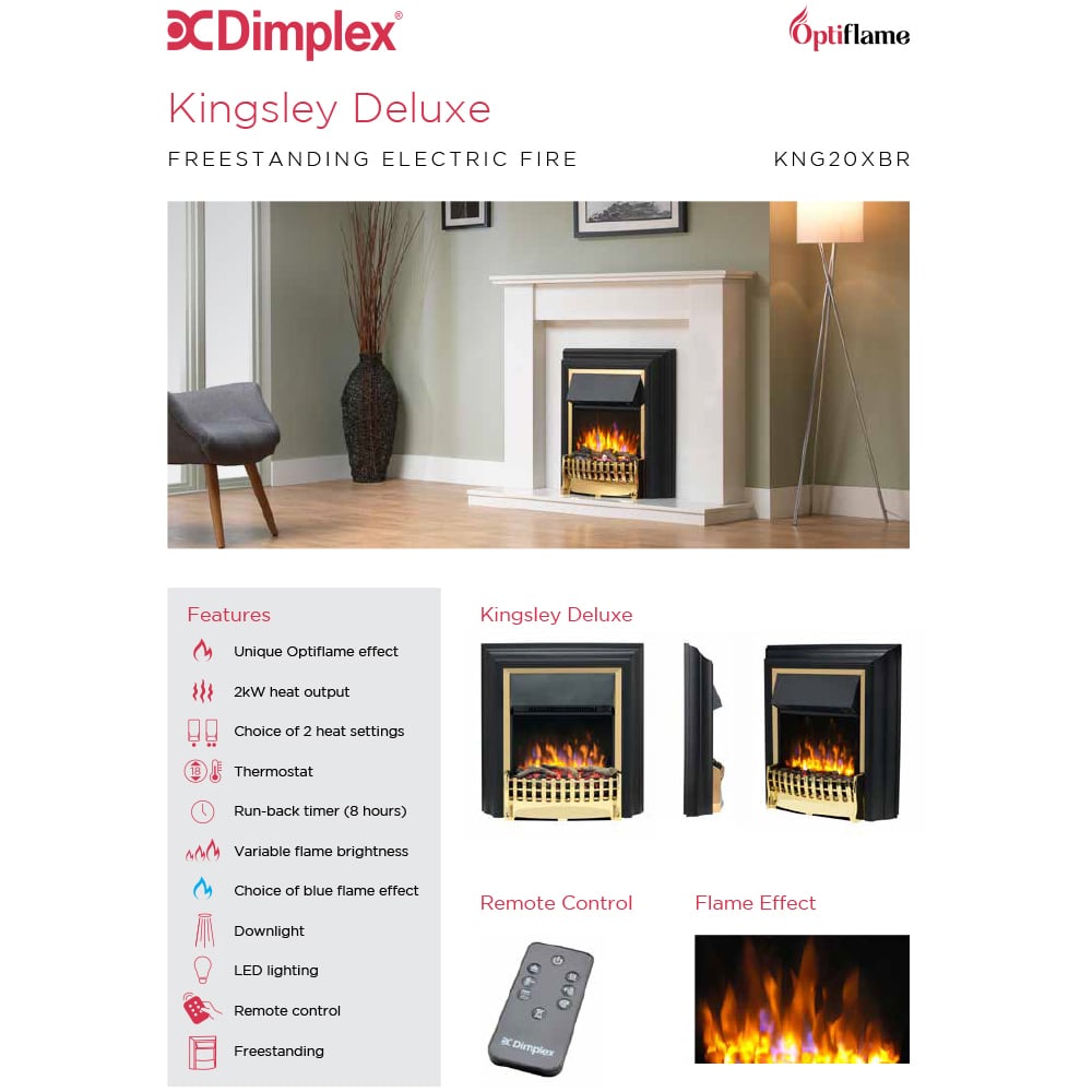 Dimplex Kingsley Deluxe Brass Electric Fire Image 4