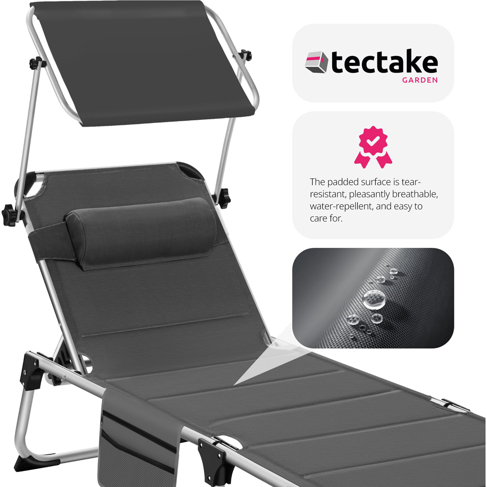 tectake Lorella Grey Aluminium Frame Foldable Sun Lounger Image 5