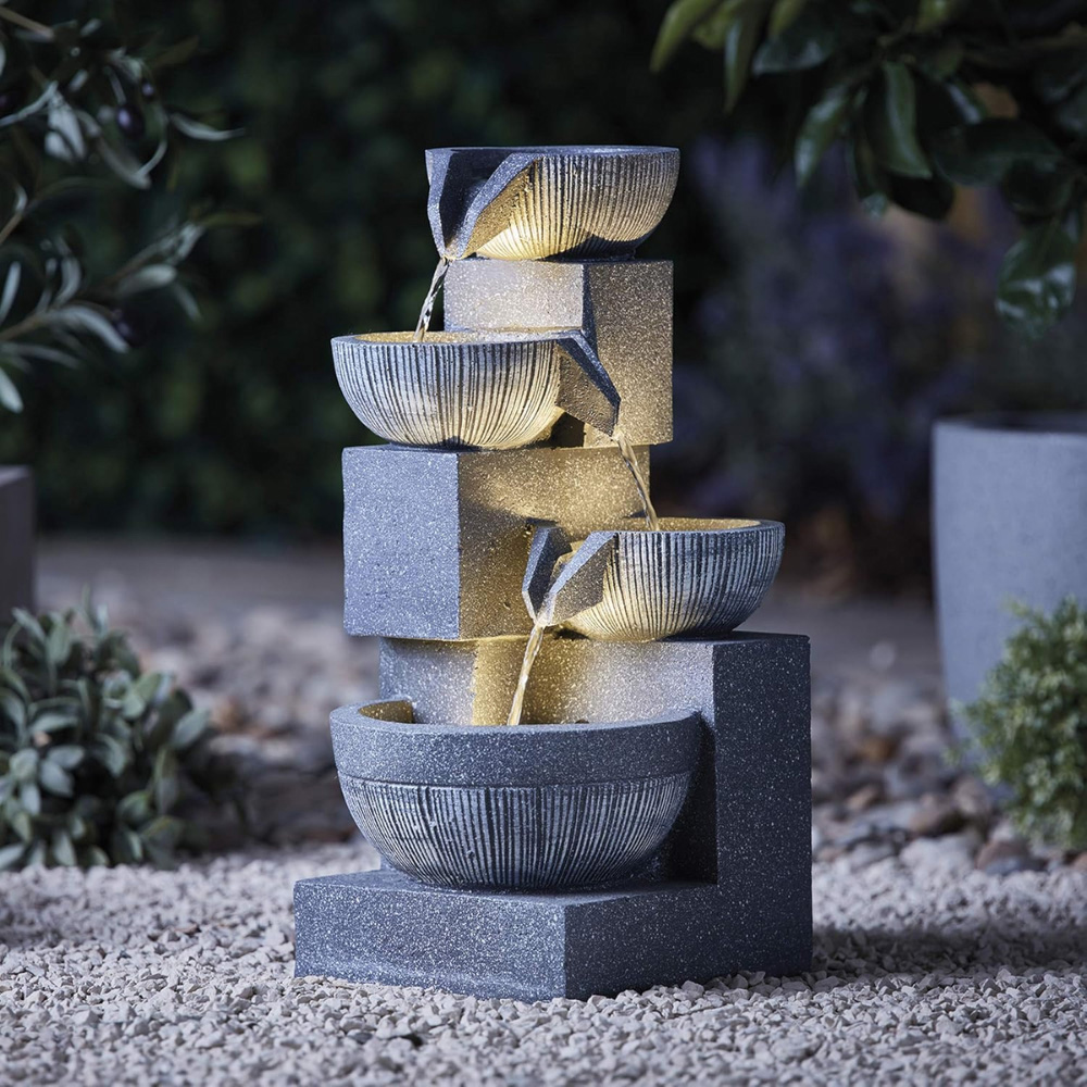 Serenity 4-Tier Cascading Bowl Mains Powered LED Water Feature Image 2